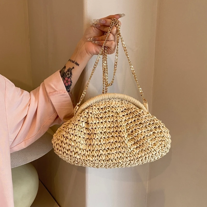 

Женская соломенная сумка через плечо в богемном стиле, просторная сумка-аксессуар