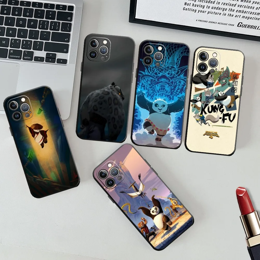 Kung Fu Panda 4  Phone Case For Iphone 15 14 13 12 11 X Xr Xs Xsmax 8 7 Plus Mini Pro Max Soft Black Phone Cover