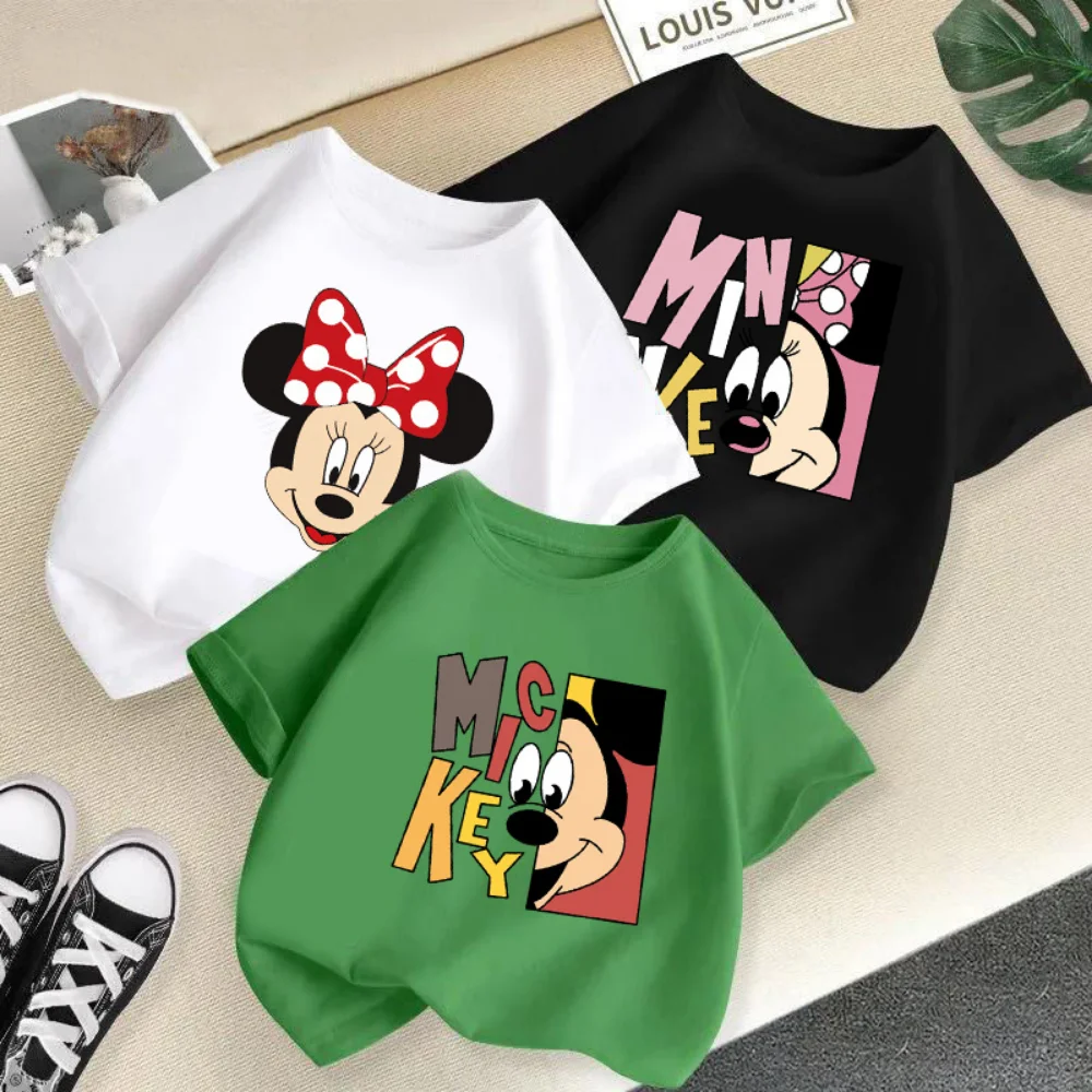 

Kids Boy Summer Short Sleeve Mickey Mouse Print T-shirt Leisure Loose Cartoon Pattern Disney for Children 3-13 Years Tops Tees