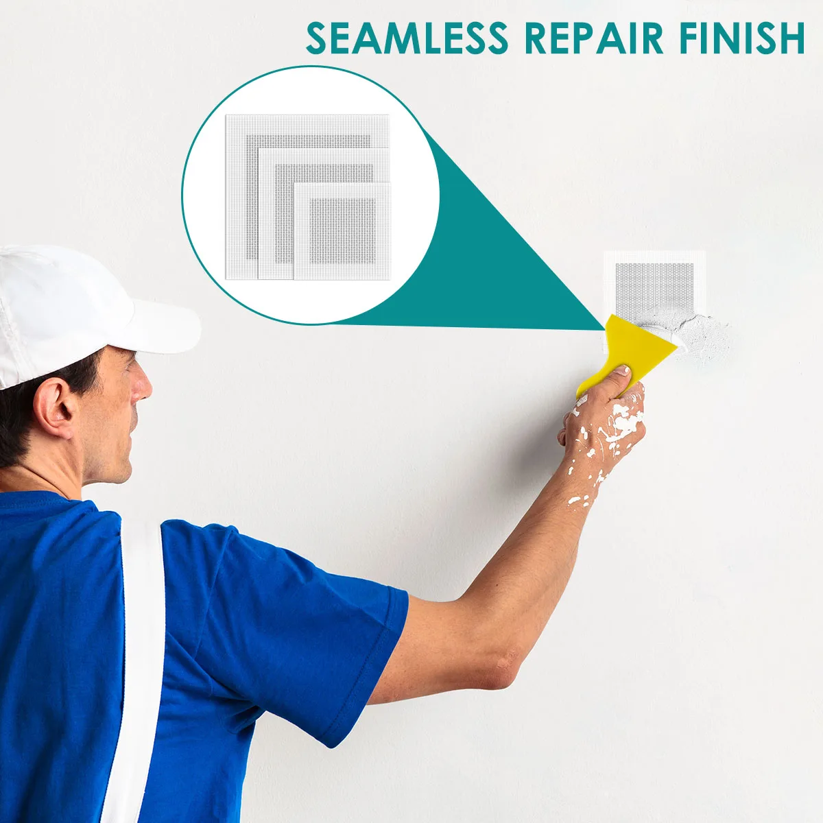 13Pcs Drywall Repair Kit Fiberglass Mesh Crack Patch Self Adhesive Wall Repair Patch with Scraper Sandpaper For Wall Renovation