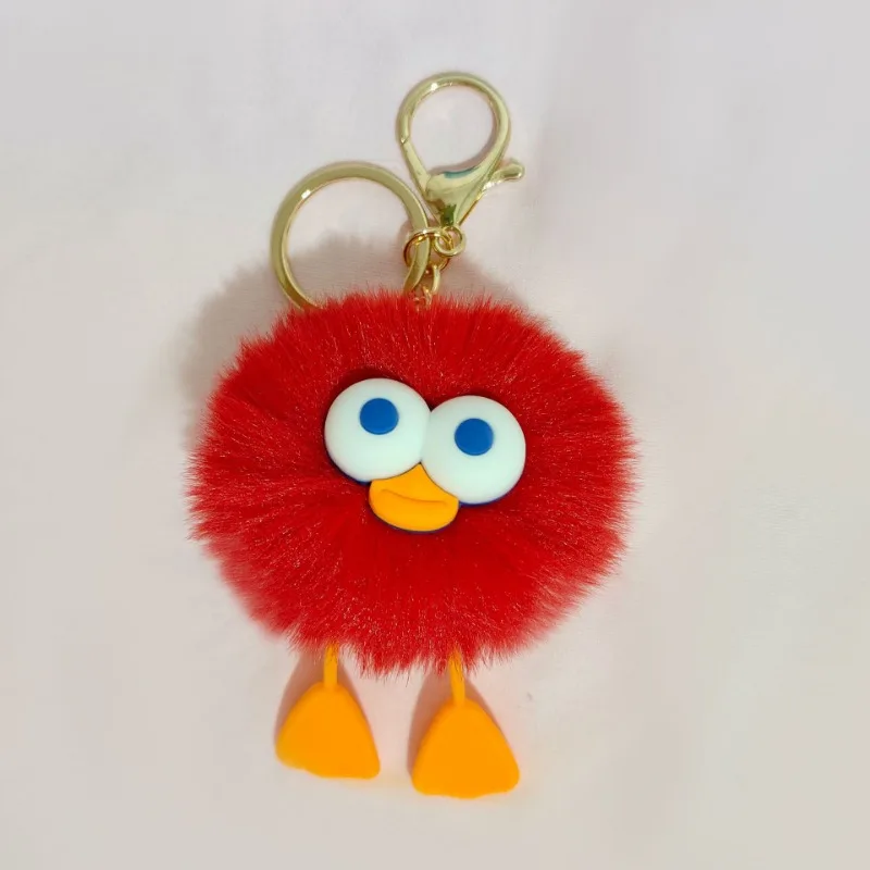 Set di 8 Portachiavi con Pompon in Finta Pelliccia, Morbide Palline in