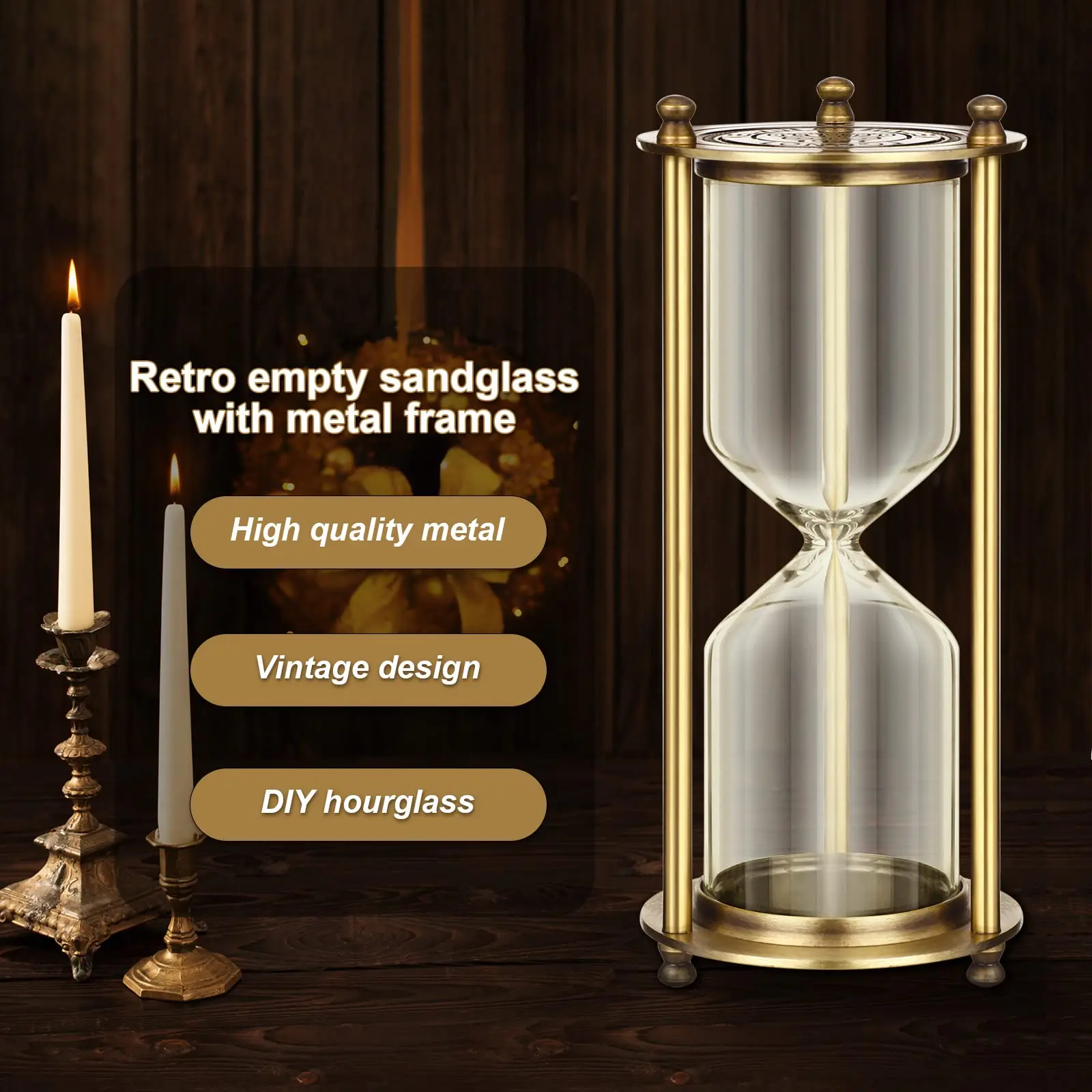 Empty Hourglass Bottle Glass Sandglass Vintage Style Gift Home Office Decorative Ornament Study Desk Decoration Sand Clock Timer