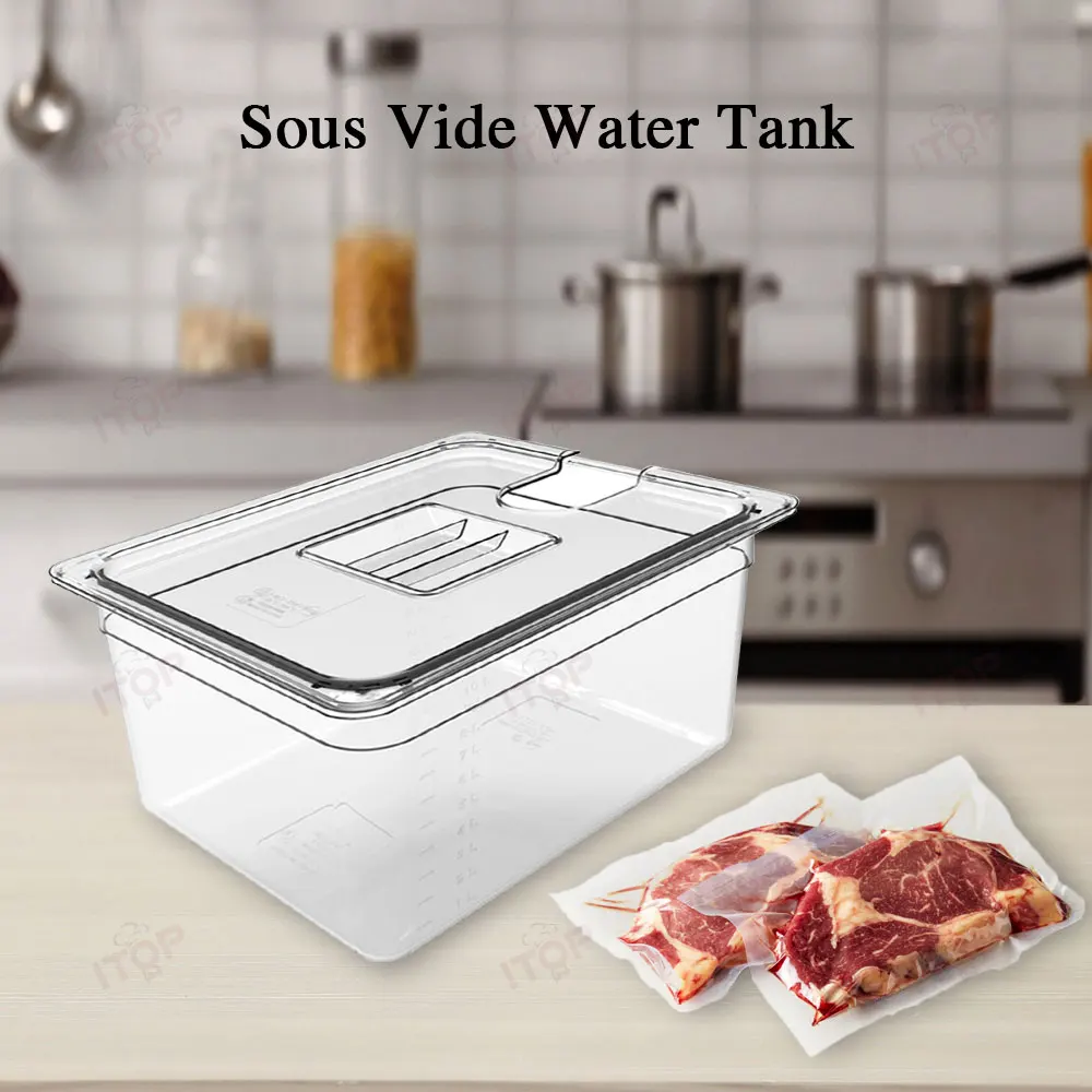 

11L/ 25L Container For Sous Vide Cooker Machine Food Grade PC Material Heat Insulation Stainless Steel Sous Vide Rack