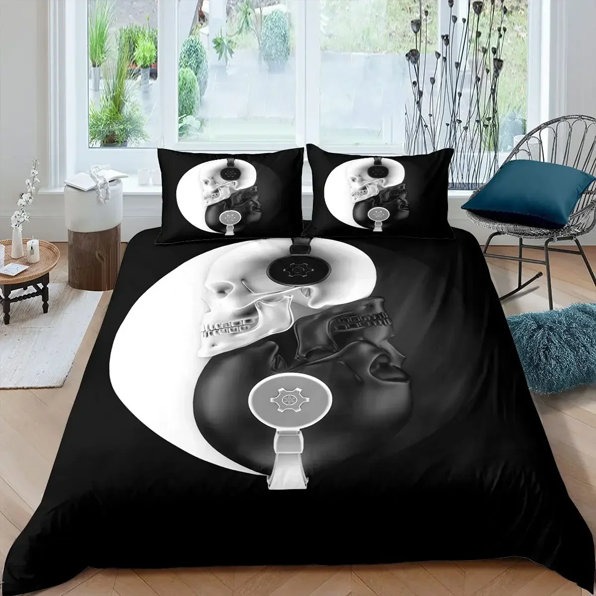 Yin Yang Duvet Cover Set Boho Trippy Art Twin Comforter Cover Gossip Traditional Ying Yang Theme King Size Polyester Quilt Cover