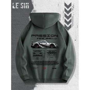 2025 هوديي عالي الجودة بنمط سباق العاطفة للرجال والنساء، قميص رياضي فضفاض عصري كلاسيكي 6