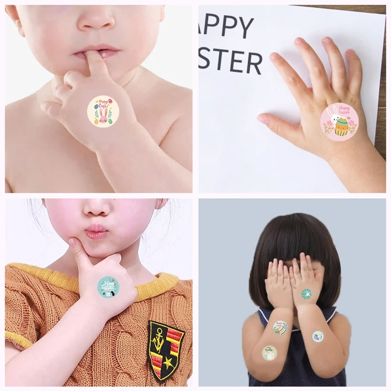Happy Easter Stickers 500pcs Bunny Eggs Adhesive Seal Label for Easter