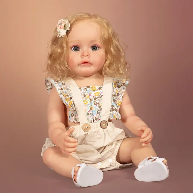 Poupée Renaissance 55cm corps doux réaliste bebe poupée renaissant bébé  endormi taille réelle né bébé poupée flexible cheveux dessin à la main 3D  teint mignon cadeau