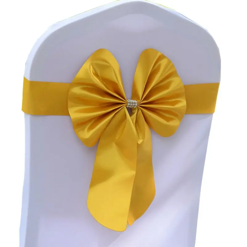 Chair Sashes Tie Satin Knot Cover Back Colourful Ribbon Belt Bow For Hotel Banquet Wedding Party Event Kindergarten Decoration
