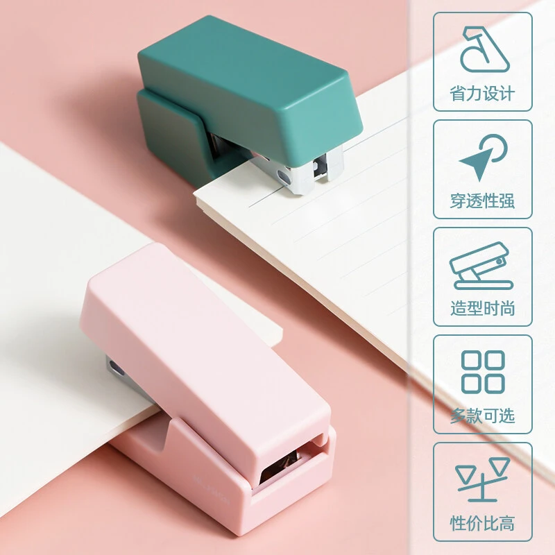 Mini Stapler with Staples 24/6 Small Cute Morandi Student Office Binding Supplies