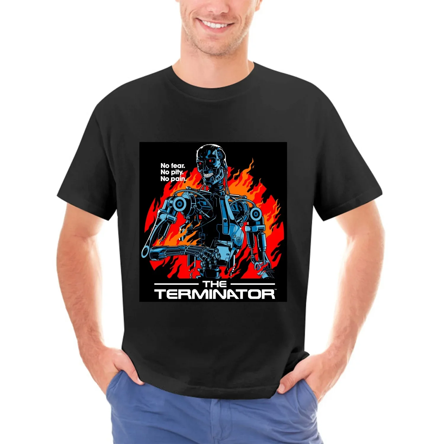 

Художественная футболка TERminator из 100% хлопка, мужские и женские подарки, футболки для мужчин и женщин, черная футболка с индивидуальным изображением
