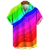Summer Oversized Romantic Rainbow Pattern Shirt For Men Fashion Short Sleeve Digital Print Tee Shirts Top Mens Hawaiian Shirt 2