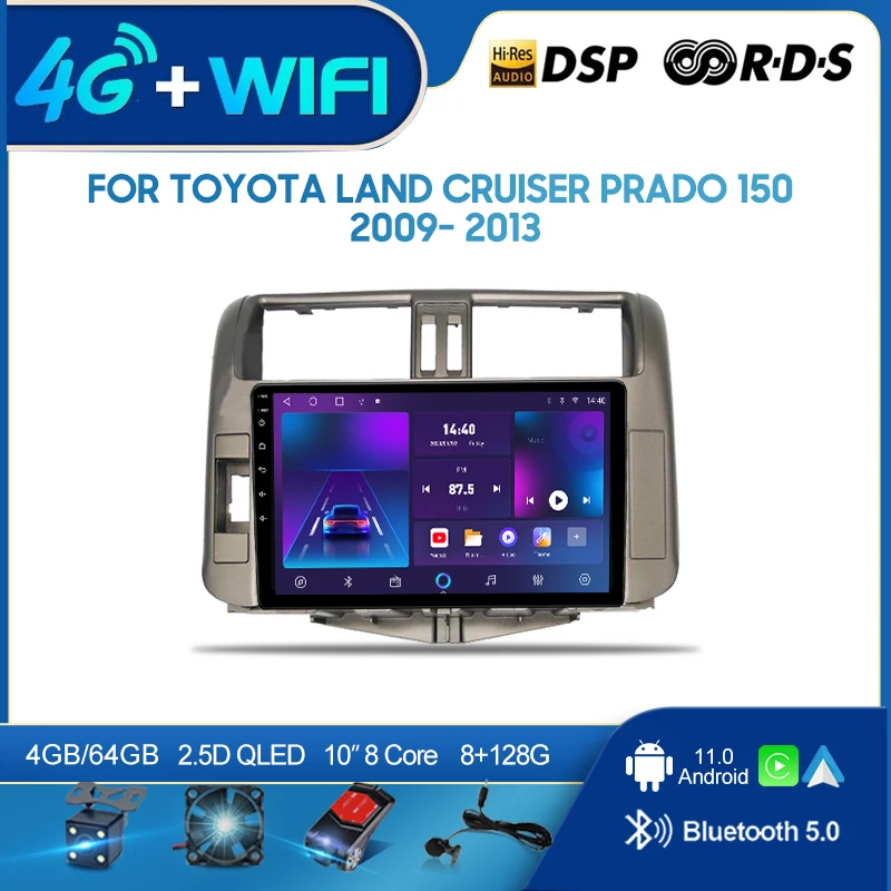 

QSZN For Toyota Land Cruiser Prado 09-13 2din Android 12.0 Car Radio Multimedia Video Player GPS Navigation 4G Carplay Head unit