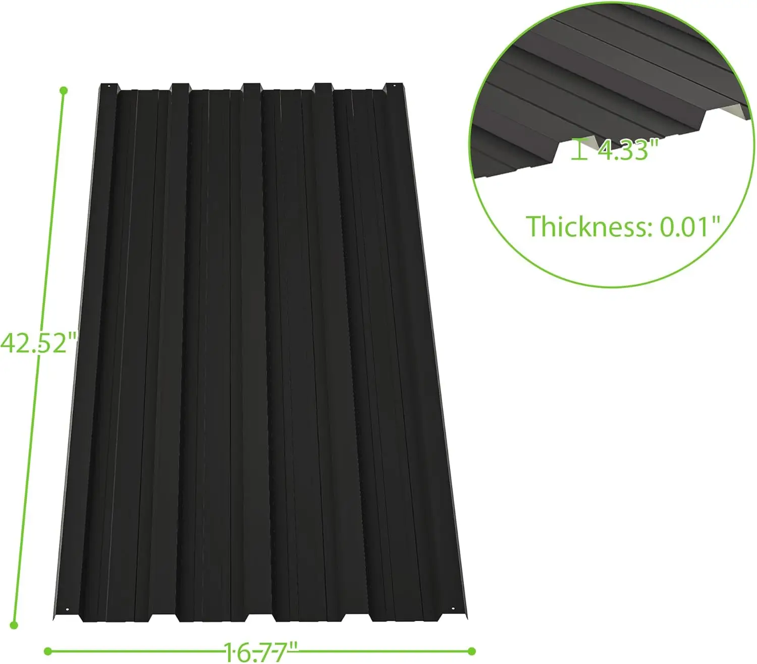 Roofing Panels, L42.52 inch&times;W16.77 inch Metal Roof Panels, Corrugated Roofing Panels for Garages
