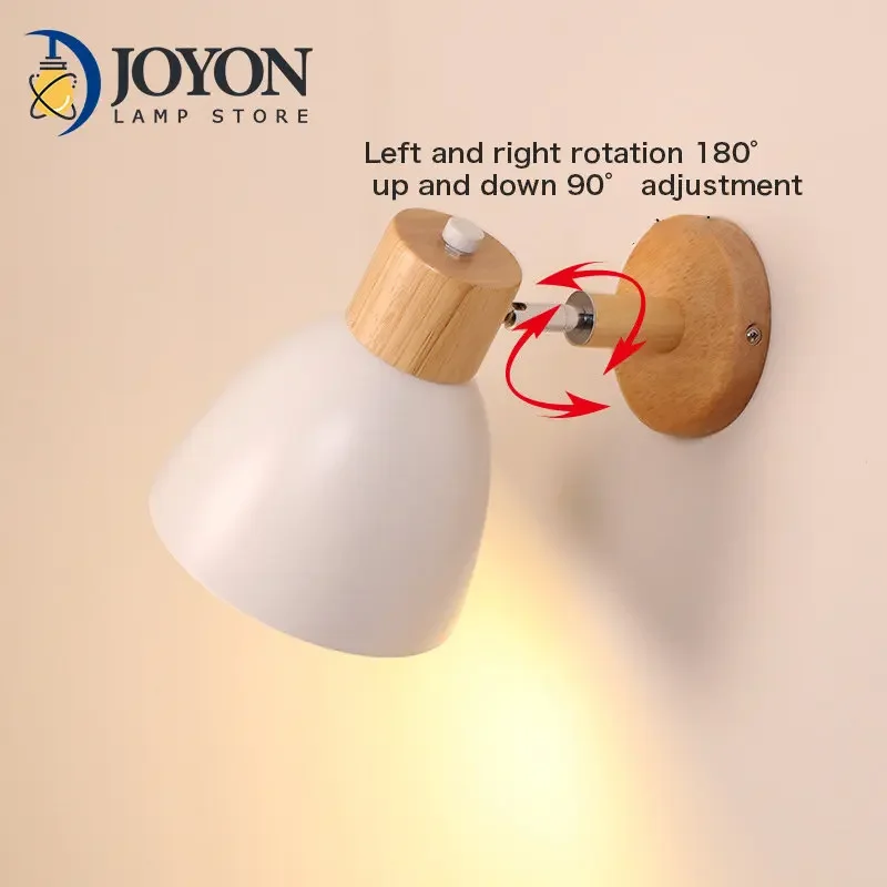 

Wooden Wall Lights Bedside Wall Lamp Sconce Modern Light for Bedroom Nordic Macaroon 6 Color Steering Head E27 85-285V