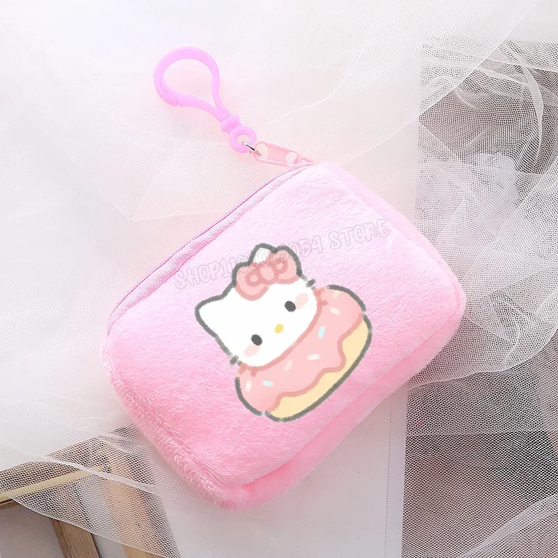 Sanrio Hello Kitty Mini pluszowa portmonetka Cartoon Anime Pink Canvas Square Storage Bag Key Case Handbag Kids Girls Birthday Gifts