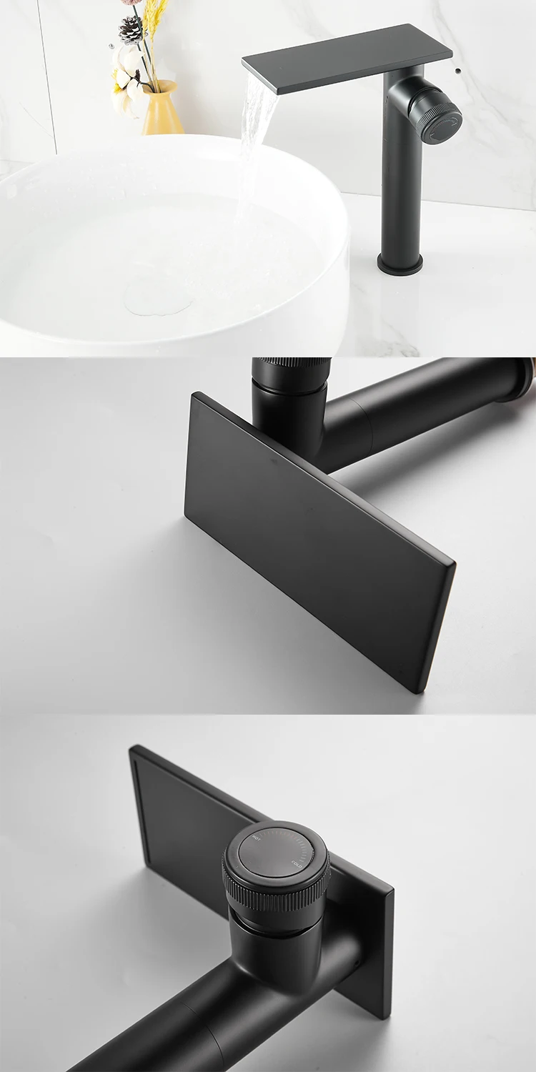 Waterfall Washbasin Brass High Low Hot Cold Water Mixer Basin Faucet