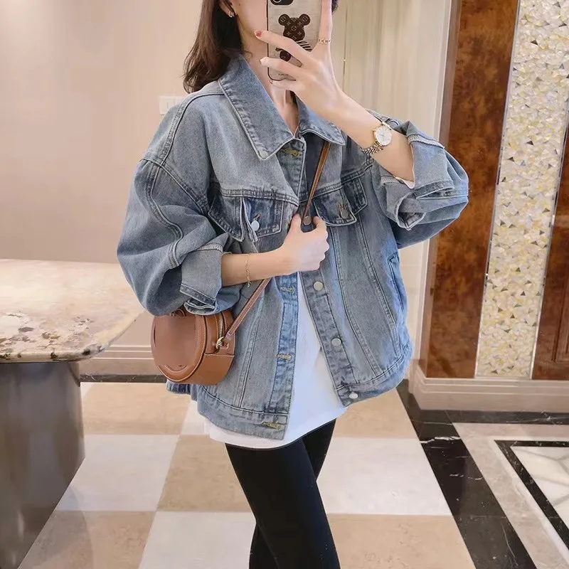 

Vintage Denim Jacket Women 2024 Spring Autumn New Korean Loose Long Sleeve Casual Short Jeans Coat Tops Female Outwear Tide B319