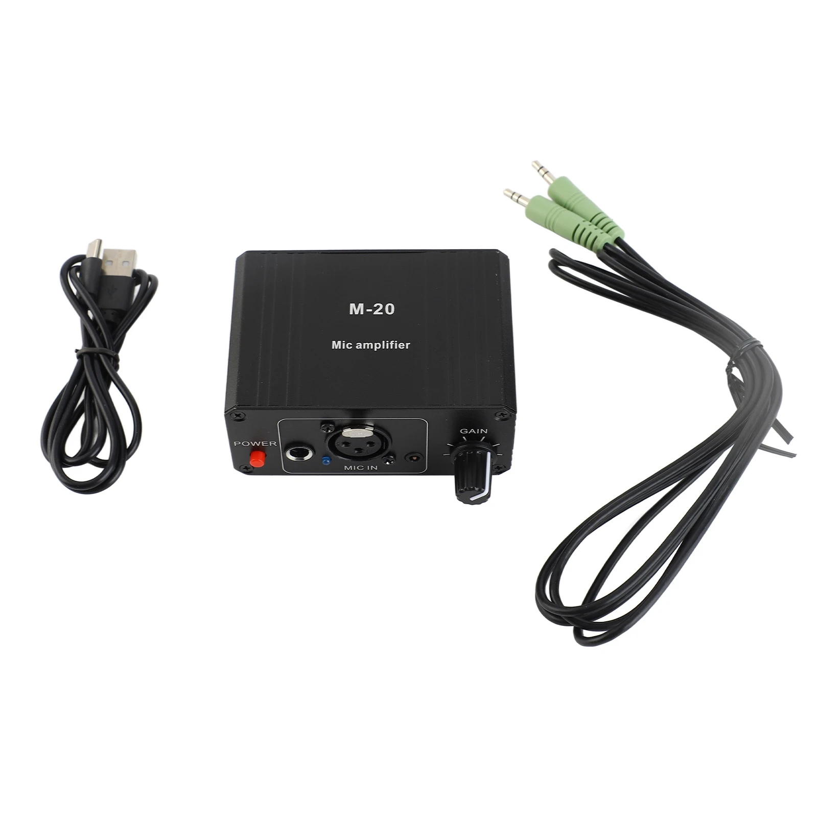 Microphone Preamp Aluminum Alloy Case XLR Output 48V Phantom Power Compact High Gain Microphone Booster for Condenser Microphone