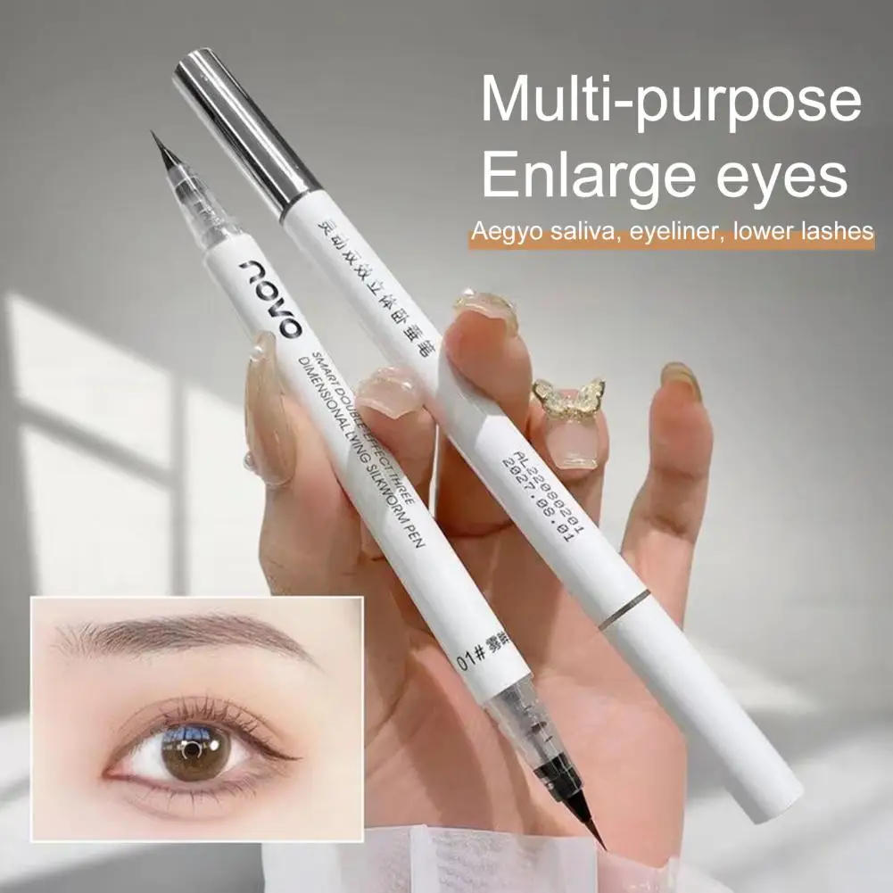 

Eyeliner Pen Waterproof Sweatproof No Smudging Quick Dry Double Head 2-in-1 Three-dimensional Lying Silkworm Pen
