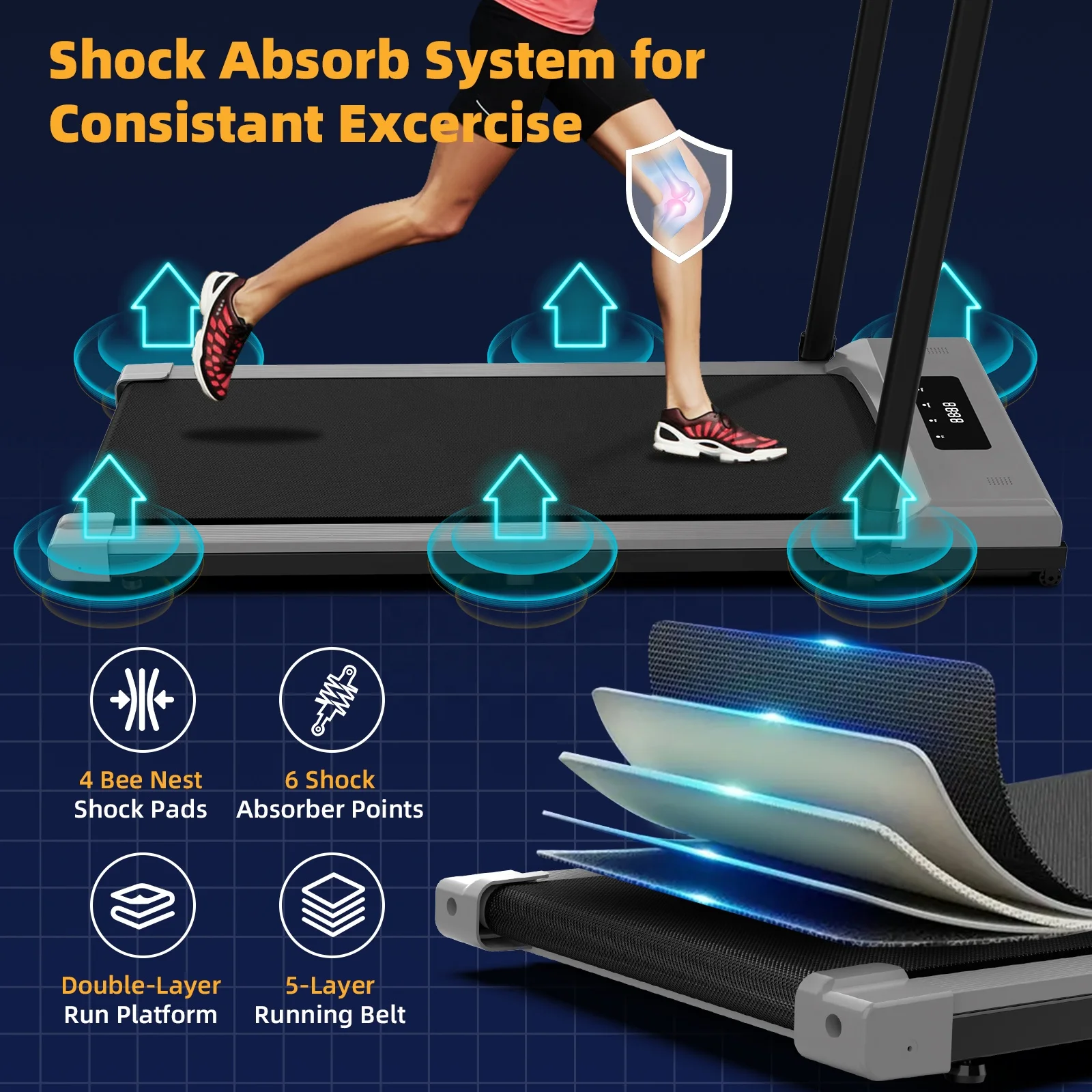 Under Desk Treadmill Walking Pad 3 in 1 for Home/Office Portable Treadmills with Remote Control LED Display