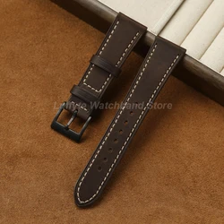 Premium Genuine Leather Men's Watch Strap - Comfortable & Practical for Daily Wear (Dark Brown)