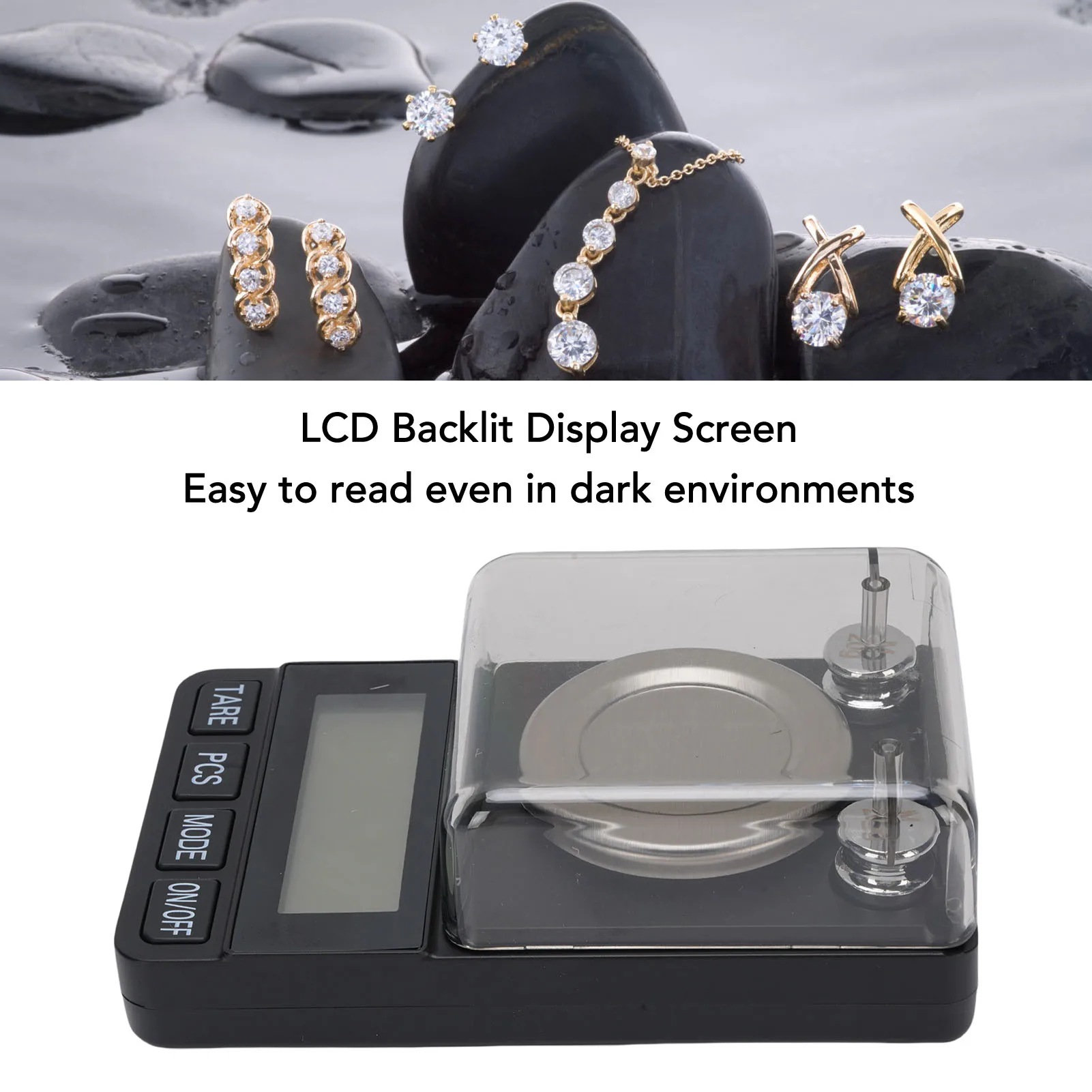 Digital Jewelry Scale Digital Milligram Scale 50g 0.001g Weighing Peeling Counting Calibration with  Cover for Grain Powder