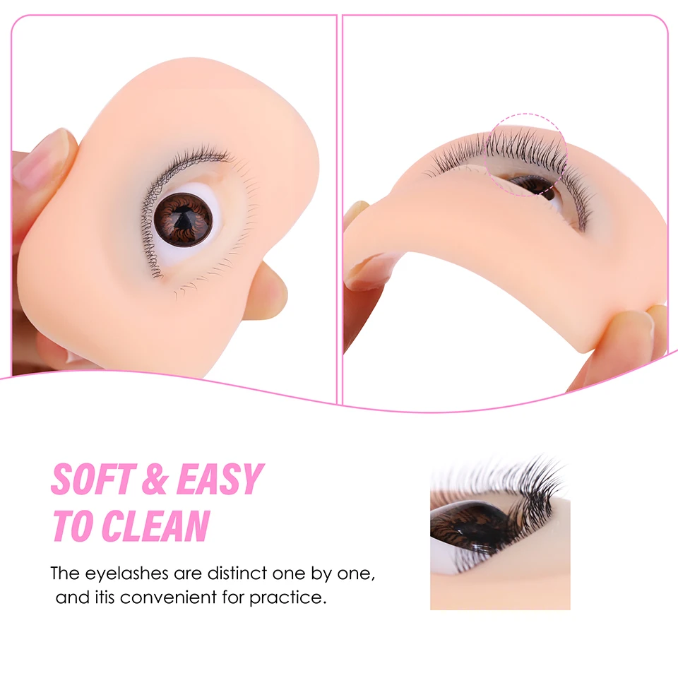 5D 속눈썹 및 눈썹 연습용 마네킹, 신축성 있는 실리콘 눈 모델, 3중 레이어 리얼 속눈썹, 재사용 가능한 훈련 도구