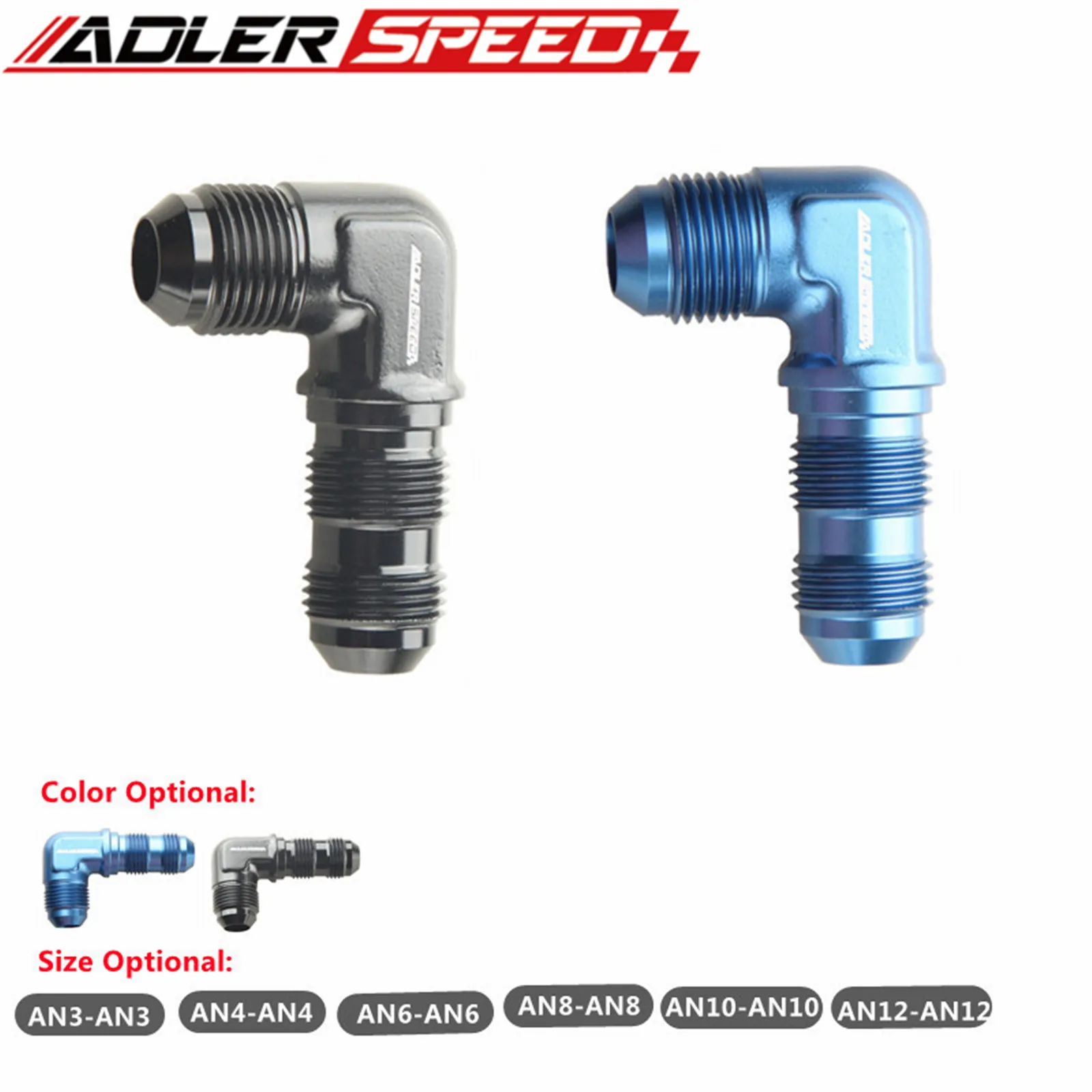 3AN 4AN 6AN 8AN 10AN 12AN Male 90 Degree Elbow Flare Bulkhead Adptors Anodized Aluminium Fitting Oil Adapters Blue/Black