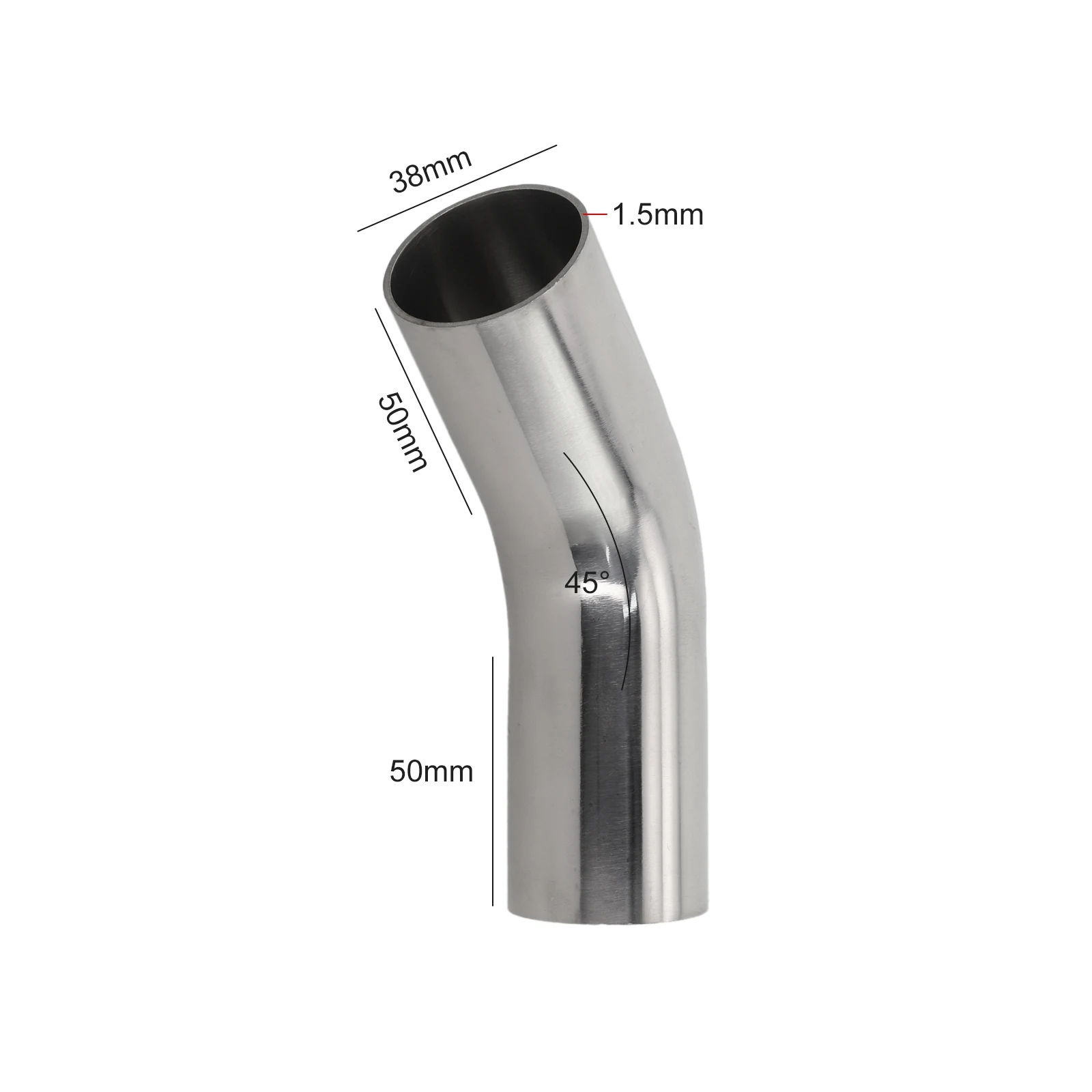 Elbow 45° Degree Bend Exhaust Pipe Versatile Stainless Steel Polished 19-51mm Automotive Exhaust Pipe Connection Fittings