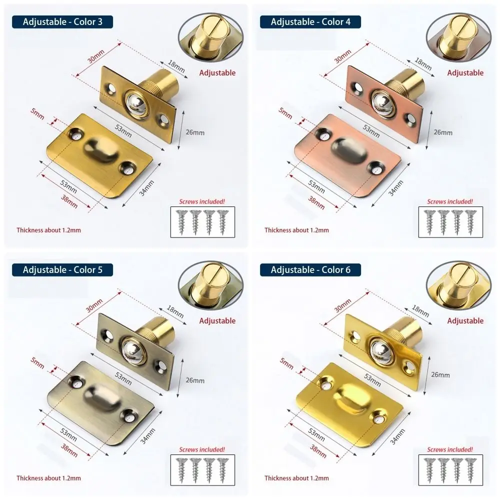 1Set Cabinet Gate Closet Door Ball Catch with Screws Furniture Hardware Door Stopper Adjustable Spring Roller Ball