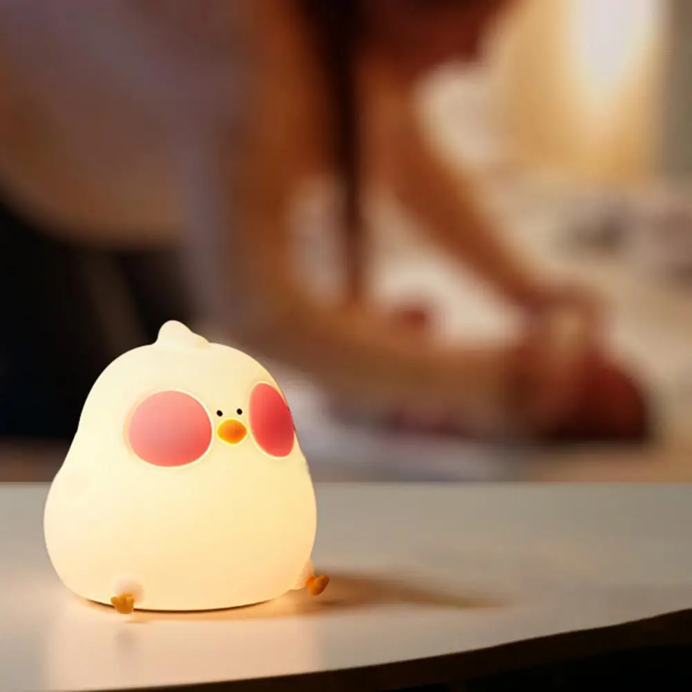 

Timer Setting Night Light Tap Switch Led Light Rechargeable Silicone Chick Night Lamp Soft Flicker-free for Room Decor Dimmable