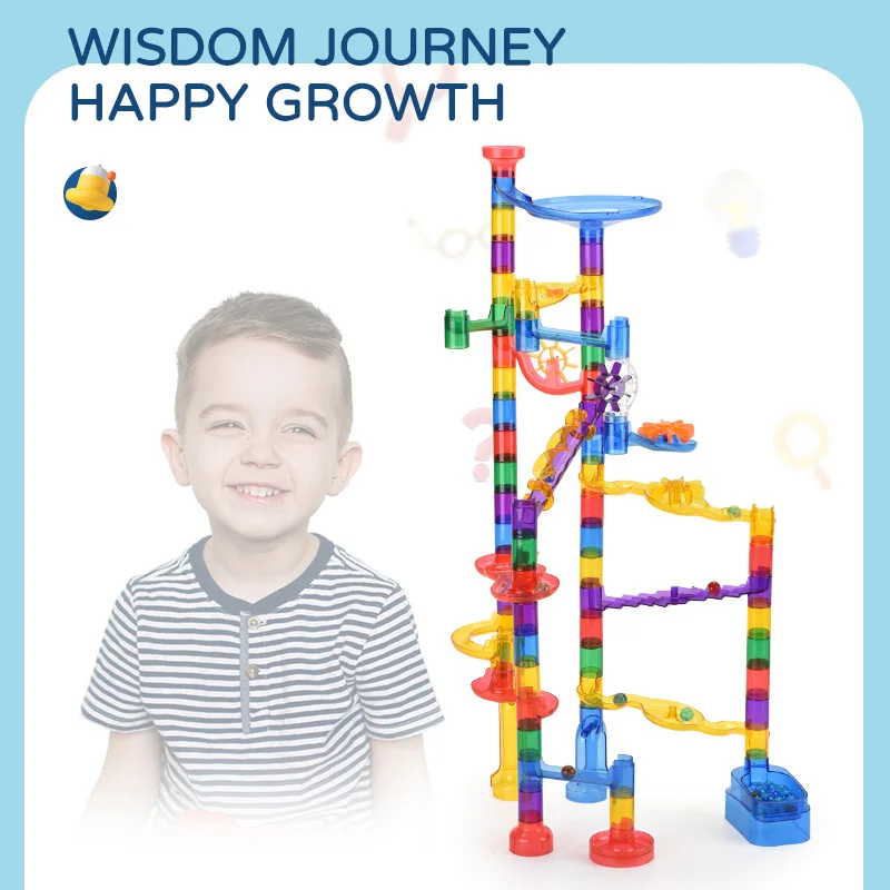Marble Running Suit Children's Maze Building Block Puzzle Assembly Transparent Track Marble Parent-child Building Block Set
