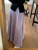 2025 Spring and Summer New pleated A-line skirt in the long high waist thin gauze skirt  Lady Girl Skirt Chic Elegant Long Skirt - Image 4