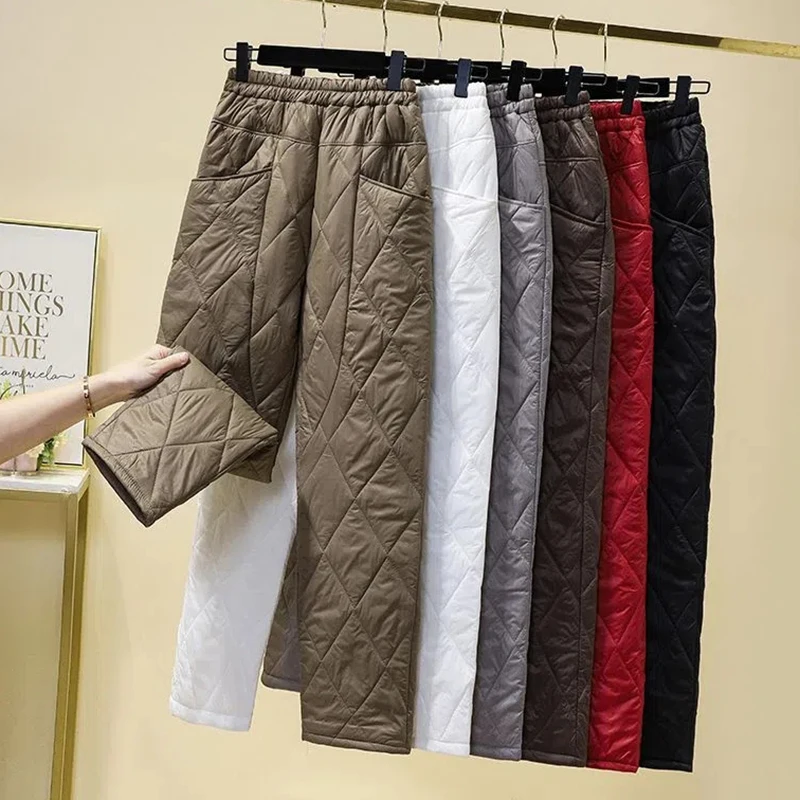 Rimocy Big Pocket Women's Down Pants 2022 Windproof Warm Snow Wear