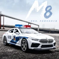1:32 BMW M8 Car Model Decoration Simulation Alloy Car Model Police-Car Model Sound Light Toy Pull Back Car Children Gifts A29 1