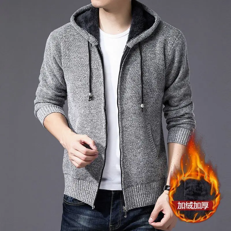 2023 Spring and Autumn Men's New Fashion Business Commuter Knitwear Casual Korean Version Slim Fit Stand Neck Jacket Coat