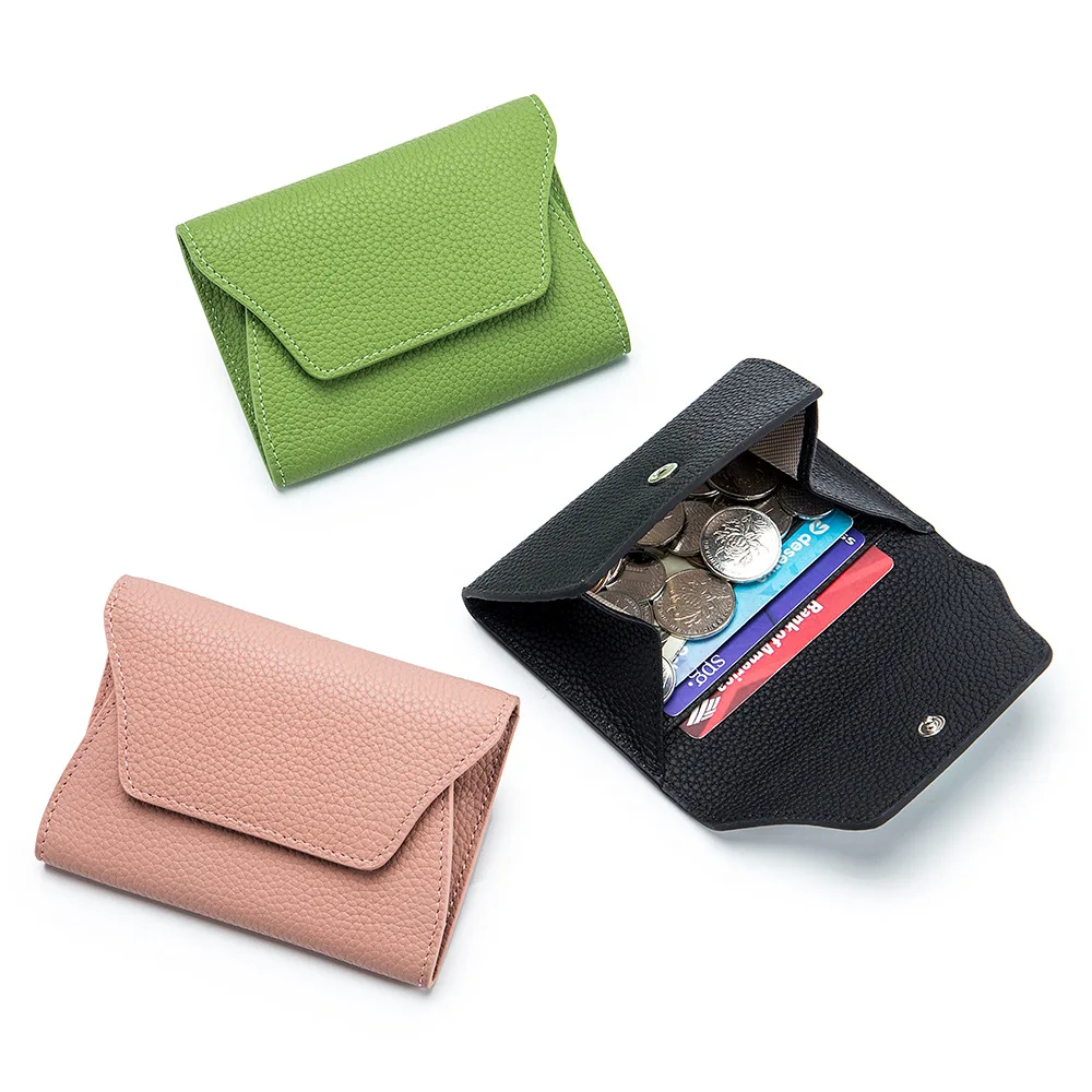 Genuine Leather Simple Coin Wallets Card Holder Bag Case Portable Retro ...