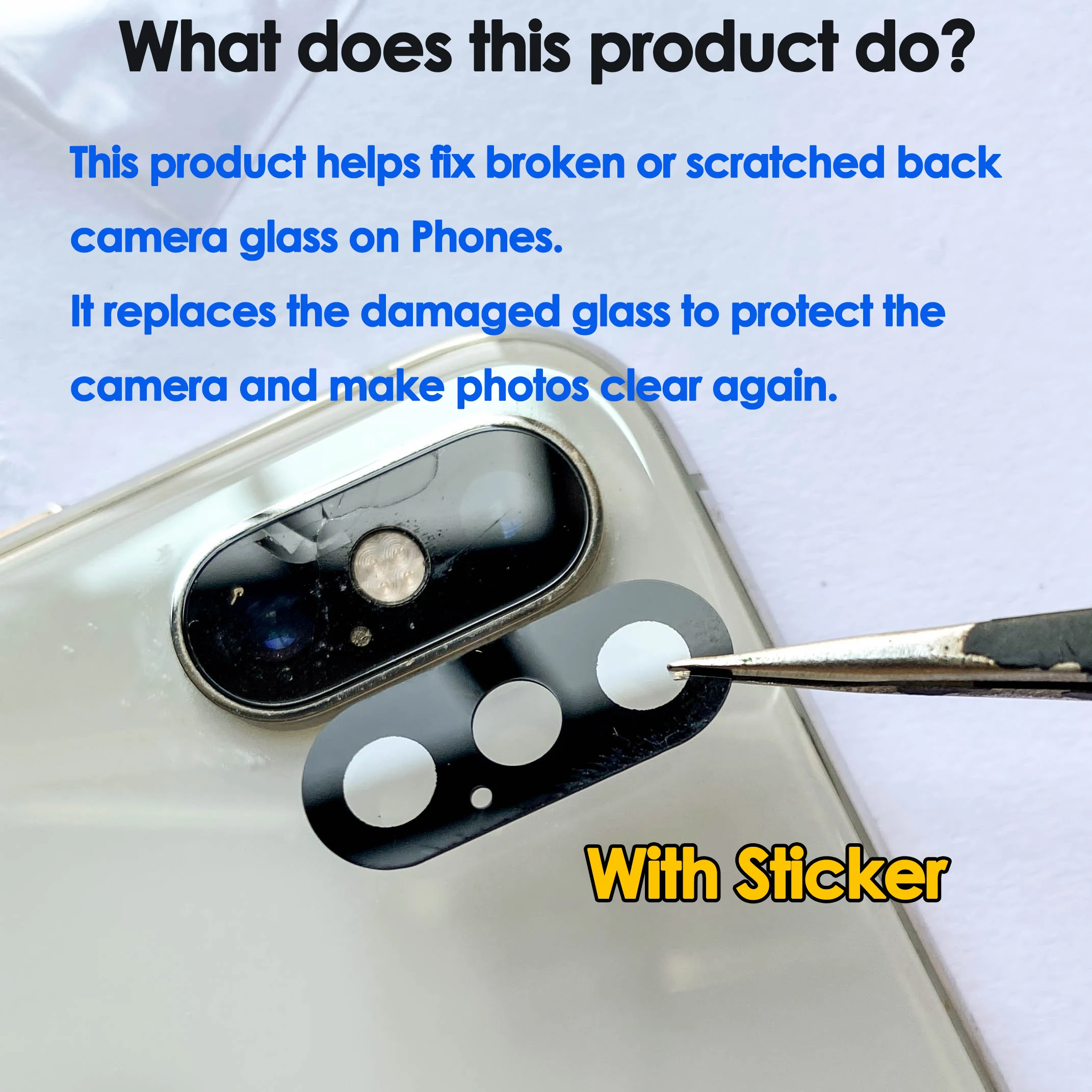 Premium Back Camera Glass Replacement Kit - 5 Sets of Durable Lens Repair Tools