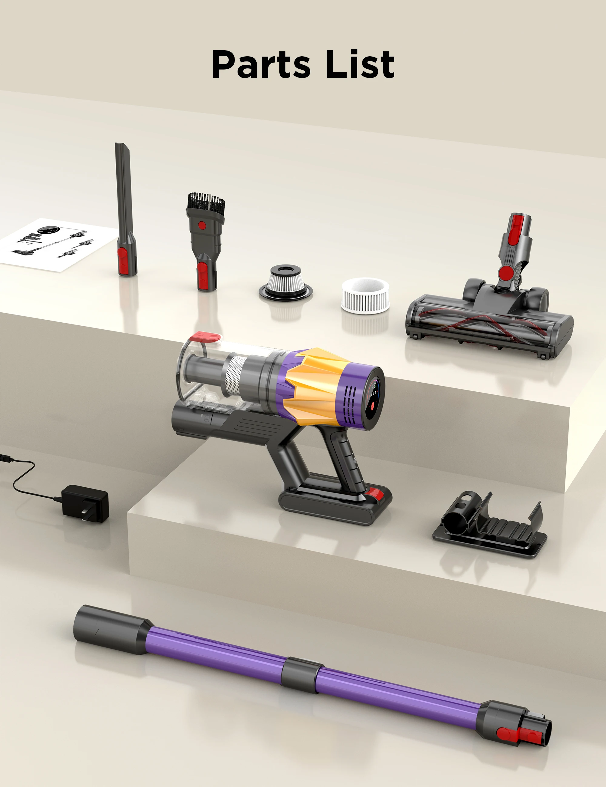 Multi-functional Portable Rechargeable Powerful Stick Vacuum 40min Runtime Cordl