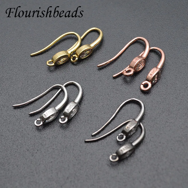 

Multiple Colour Nickle Free Cubic Zircon CZ Beads Paved Earring Hooks DIY for High Quality Jewelry Making Supplier 30pcs/lot