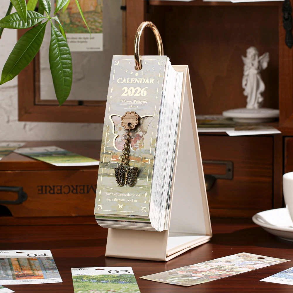 2026 Vintage Oil Painting Daily Desk Calendar 2