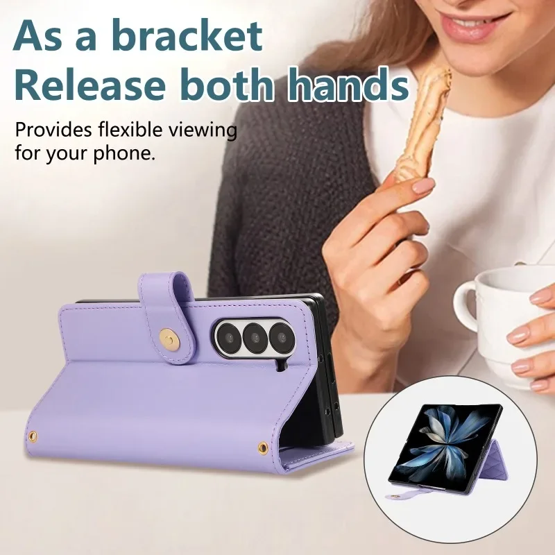 Leather Crossbody Wrist Strap Wallet with Card Holder Phone Case