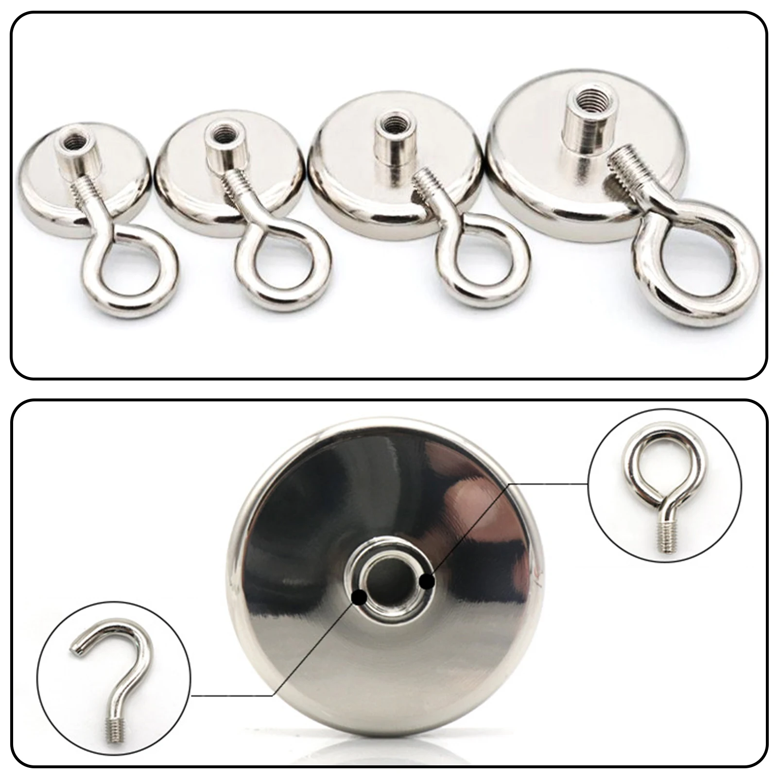 Powerful Neodymium Magnet Deep Sea Fishing Magnet Round Powerful Search Magnetic Hook with Ring Metal Round