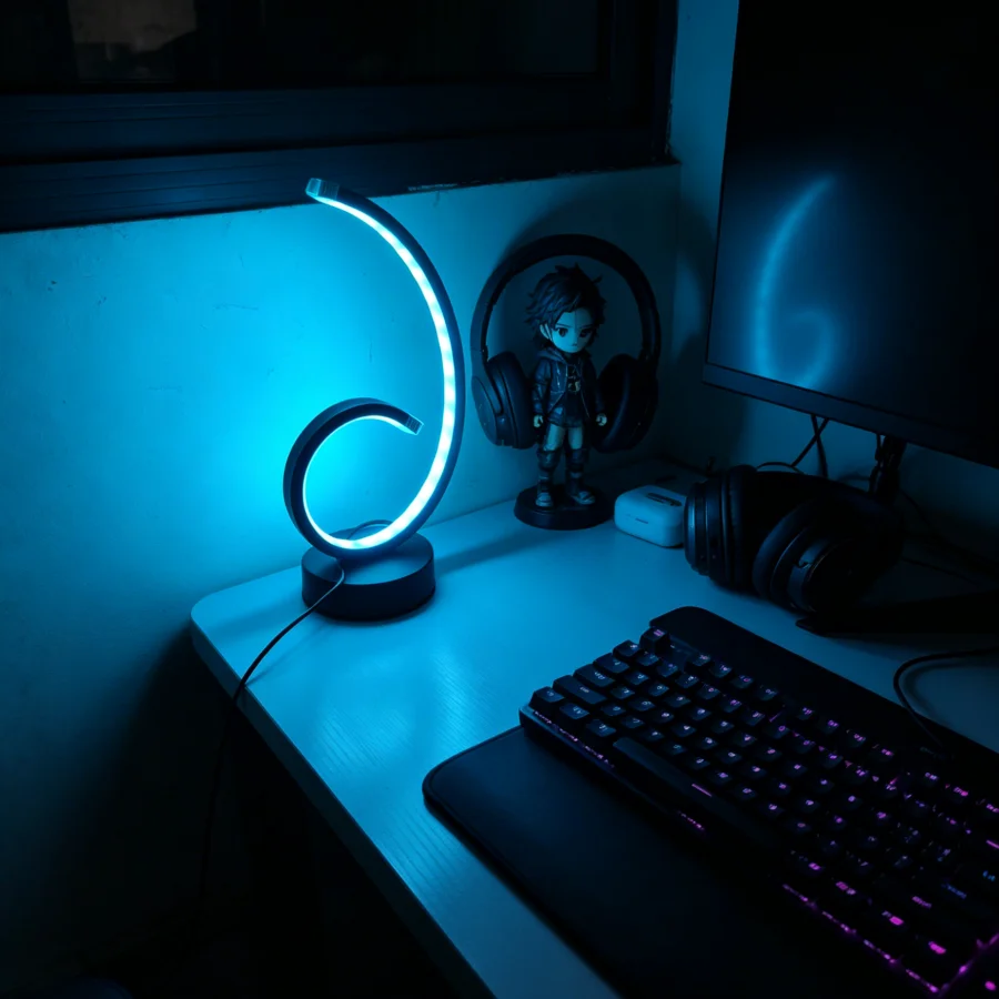 1개입 모던 스파이럴 음표 LED 테이블 램프, RGB 색상 변환 네온 조명, USB 전원 장식 램프 (침실, 파티, 가정용)