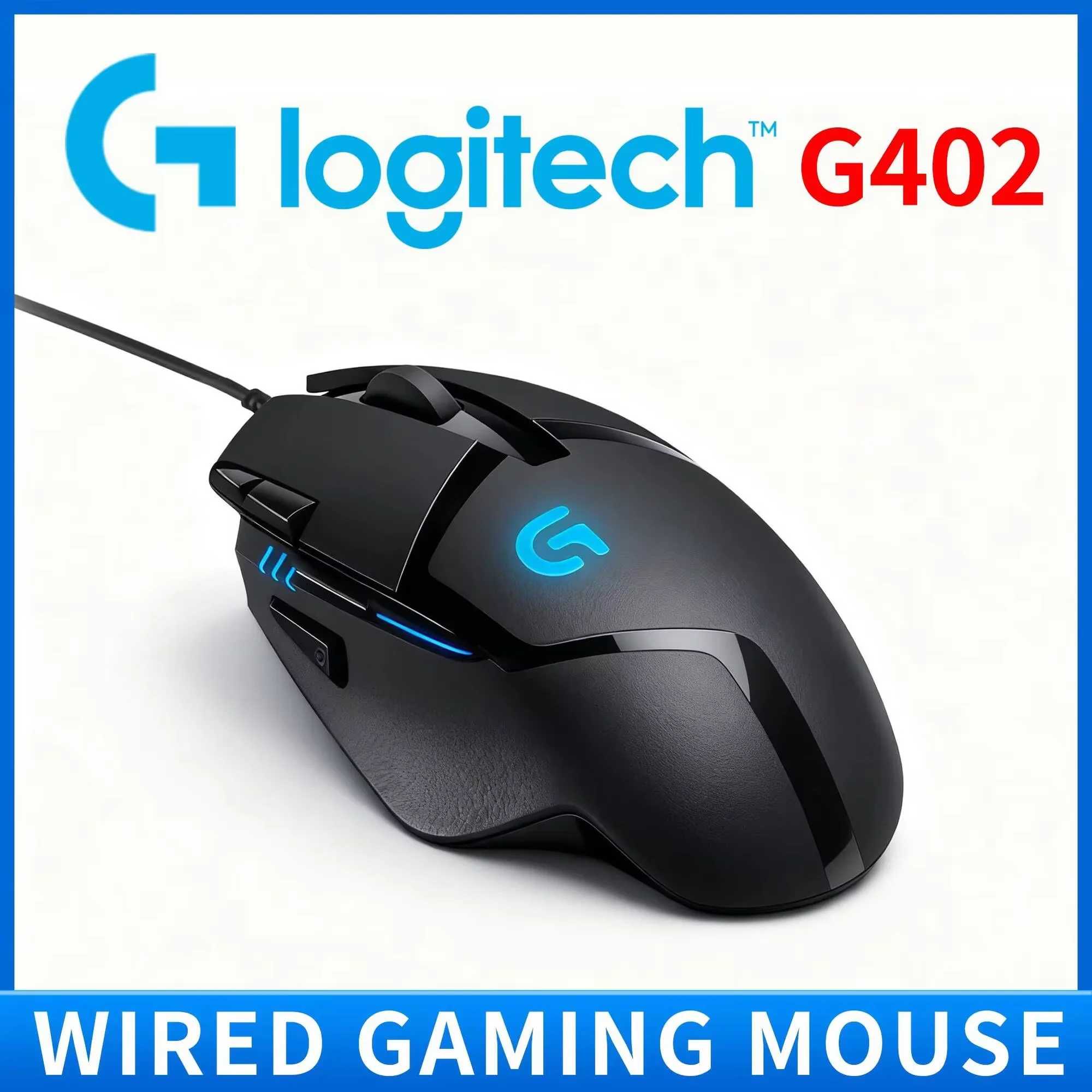 Logitech G502 HERO/G402: Klassisches schwarzes Design, RGB-Beleuchtung und 11 programmierbare Tasten – eine perfekte Kombination aus Stil und Leistung.