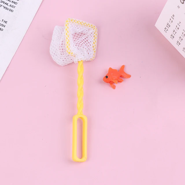 1Set 1:12 Dollhouse Mini Fishing Net Pole Goldfish Garden Beach Pond Doll House Decor Kids Pretend Play Toys 3