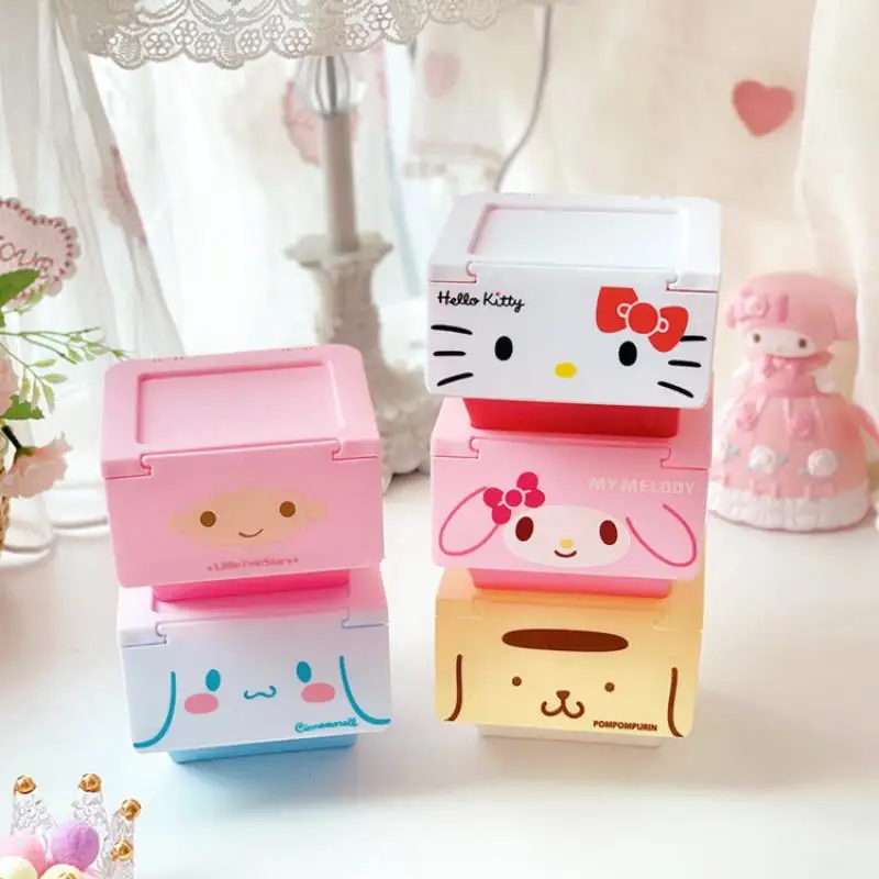 Hello Kitty デニム風収納ボックス Sanrio Hello Kitty Y2K Desktop Clamshell Storage Box Kuromi My
