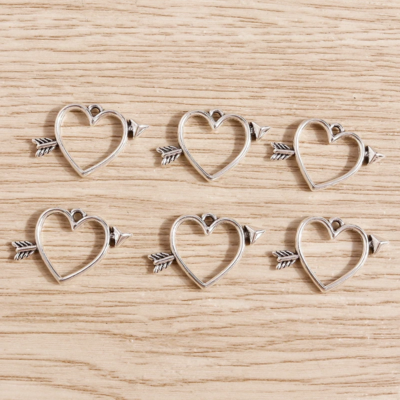 50 stücke 19x13mm süße Legierung hohl Liebe Herz Charms Anhänger für Schmuck Herstellung Ohrringe Halskette Armbänder DIY Handwerk Zubehör