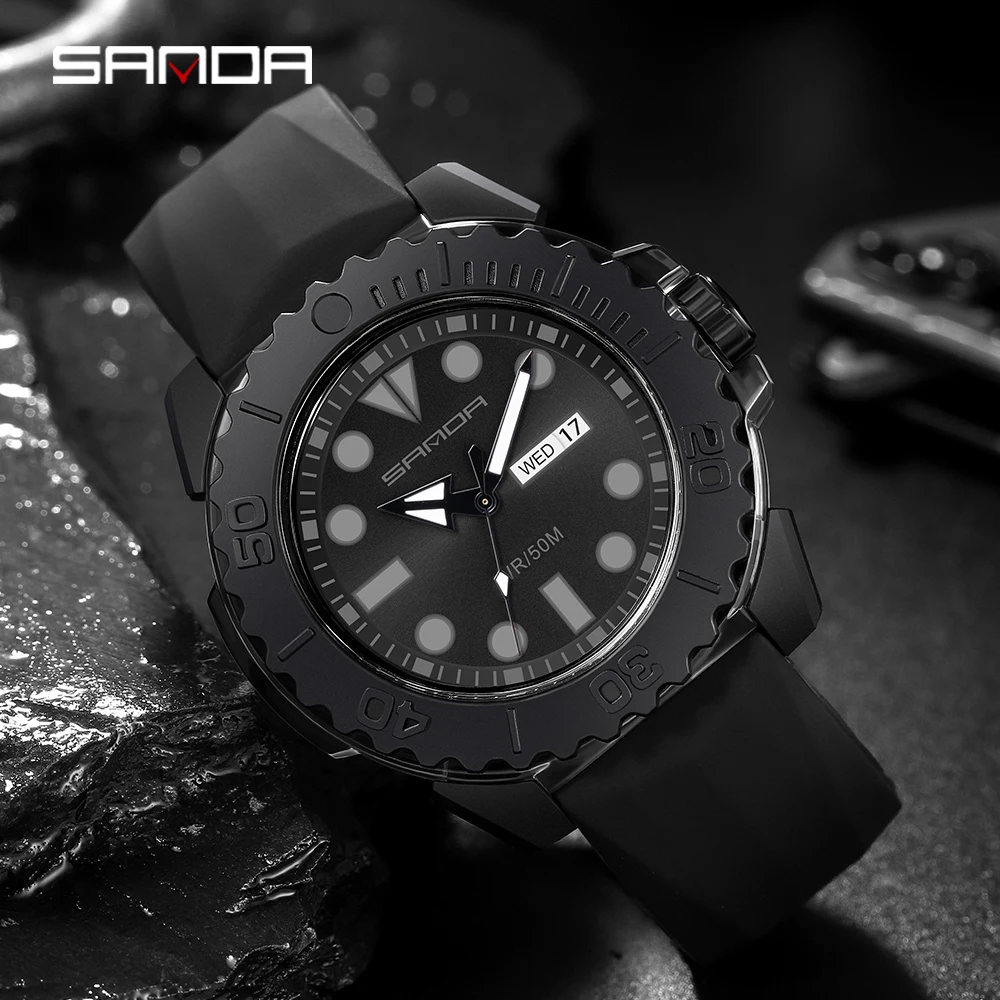 2024 SANDA Mens Watches Top Brand Luxury Men Military Watch Waterproof Sport Wristwatch Quartz Watch Male Relogio Masculino 3118 men s military tactical belt vintage pin buckle waistband high quality trend working belt fashion male trouser belts dt105