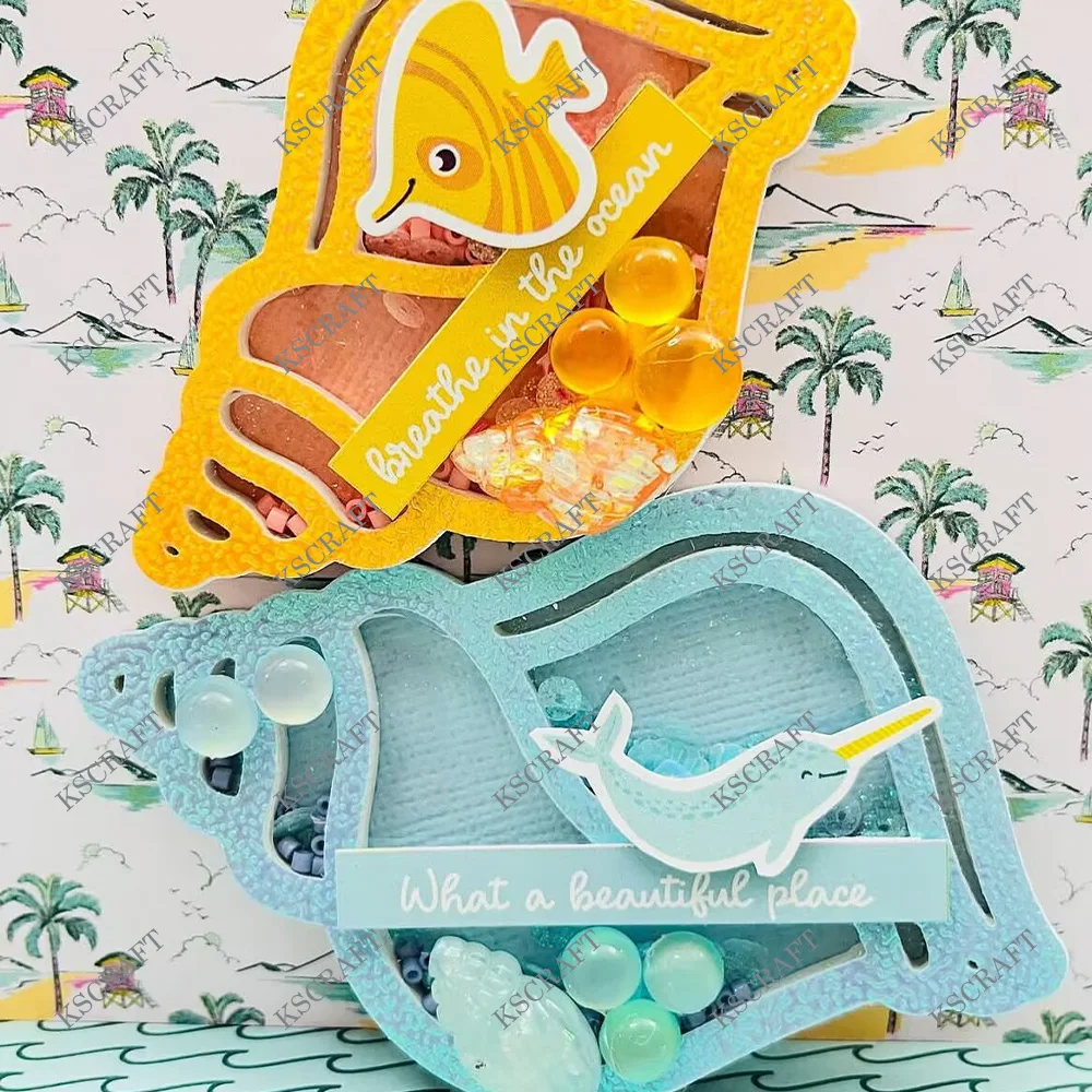 KSCRAFT 바다 달팽이 셰이커 DIY Scrapbooking 장식 엠보싱 DIY 종이 카드에 대한 스텐실을 절단